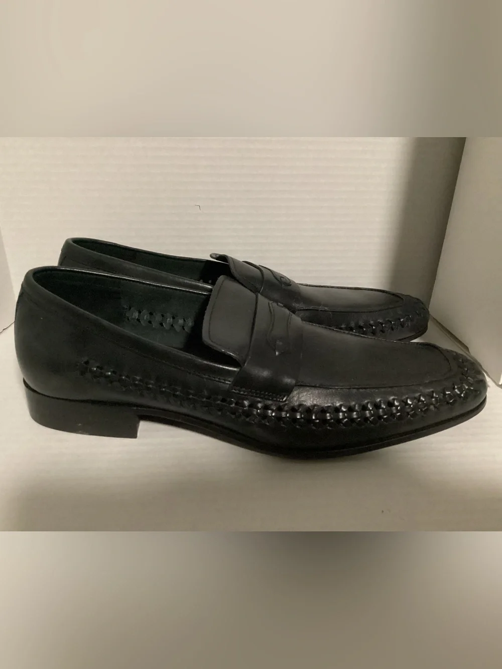 Calvin Klein Black Leather Slip-On Loafers